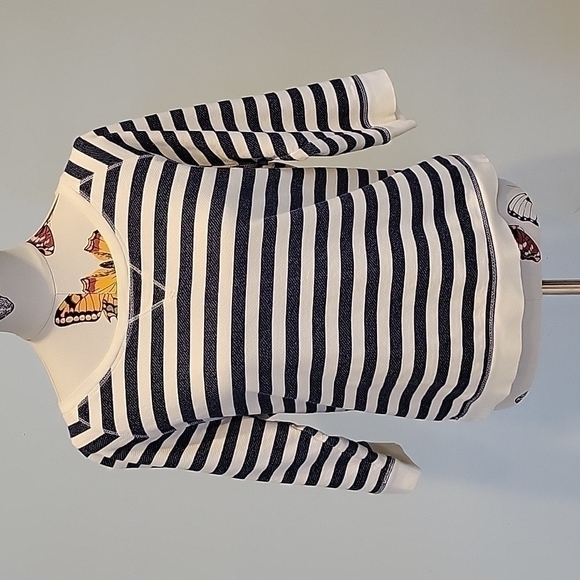 Style & Co. Tops - Style & Co Sport blue and white striped cotton shirt.  3/4 length sleeves size L
